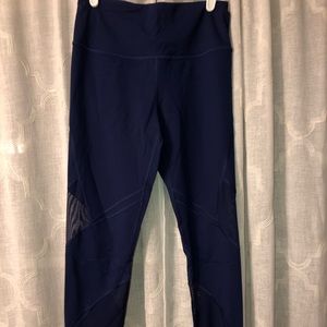 Blue mesh full length workout leggings